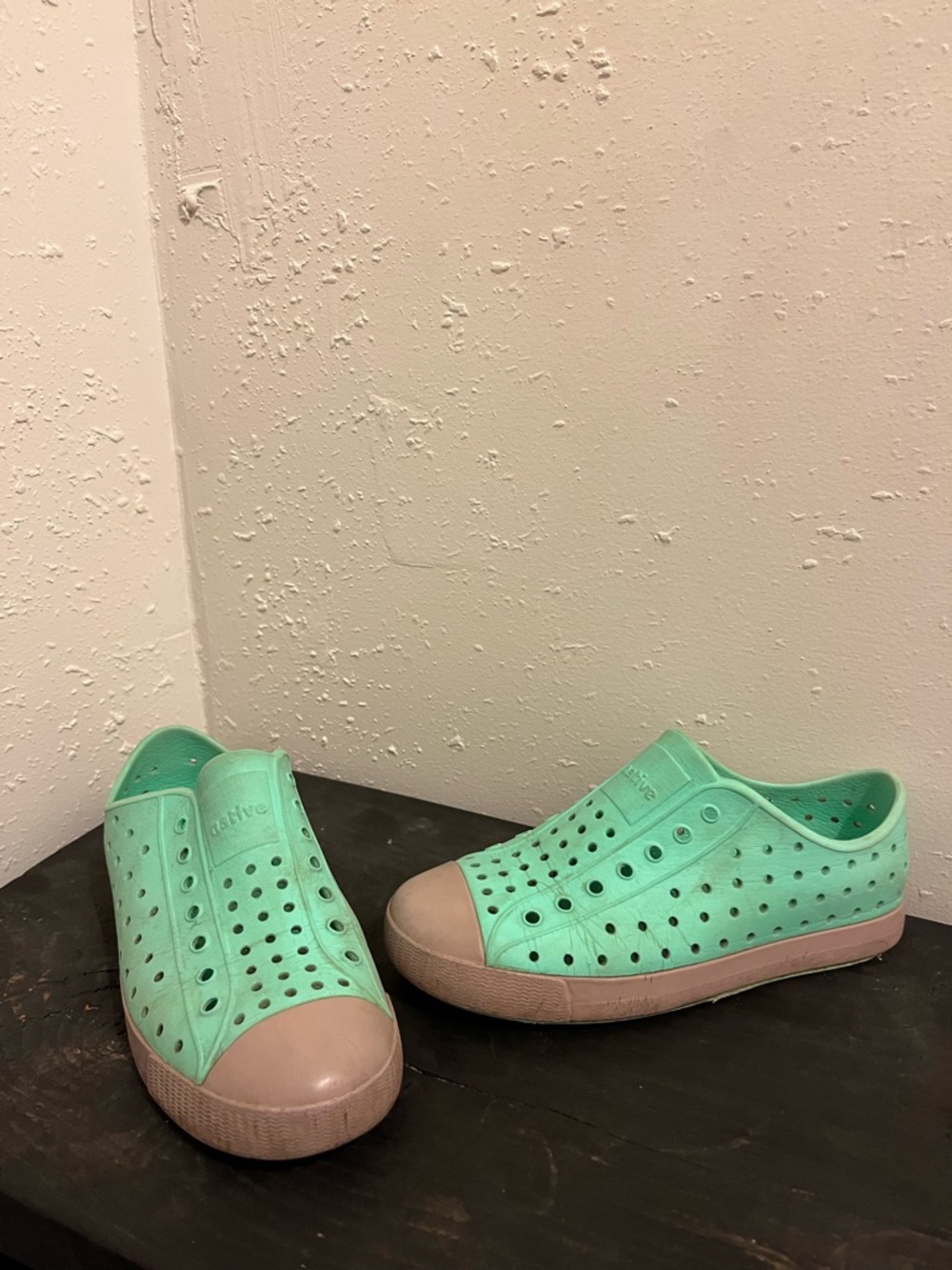 Native Mint Green Slip On Rubber Sneaker Shoes Kids Unisex Junior Size 2